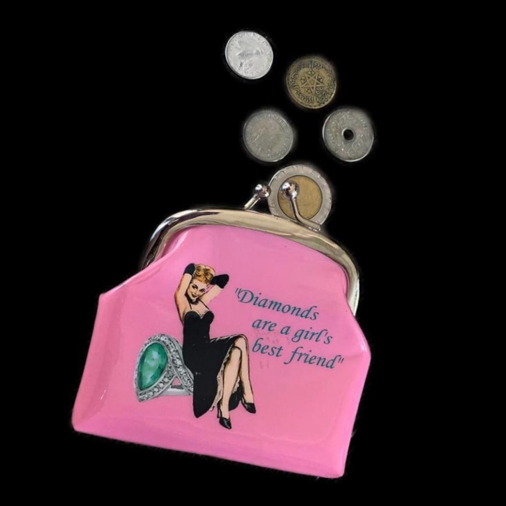 Retro Pink coin purse, rockabilly gifts - Picture 2 of 3